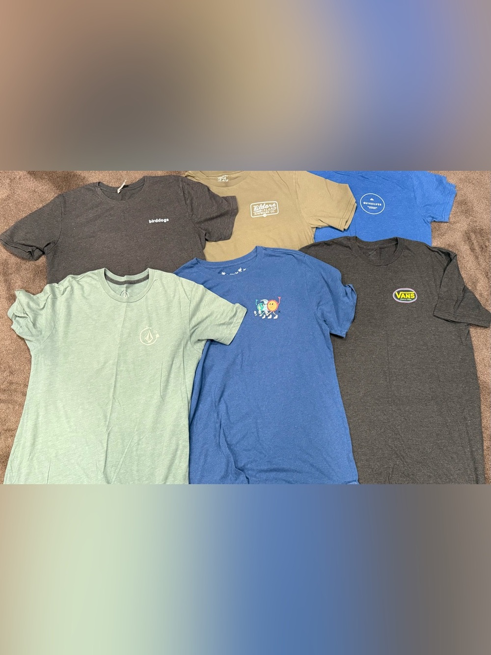 6 Men’s large Tshirt Bundle. Quicksilver, Vans, Volcom and Hurley.